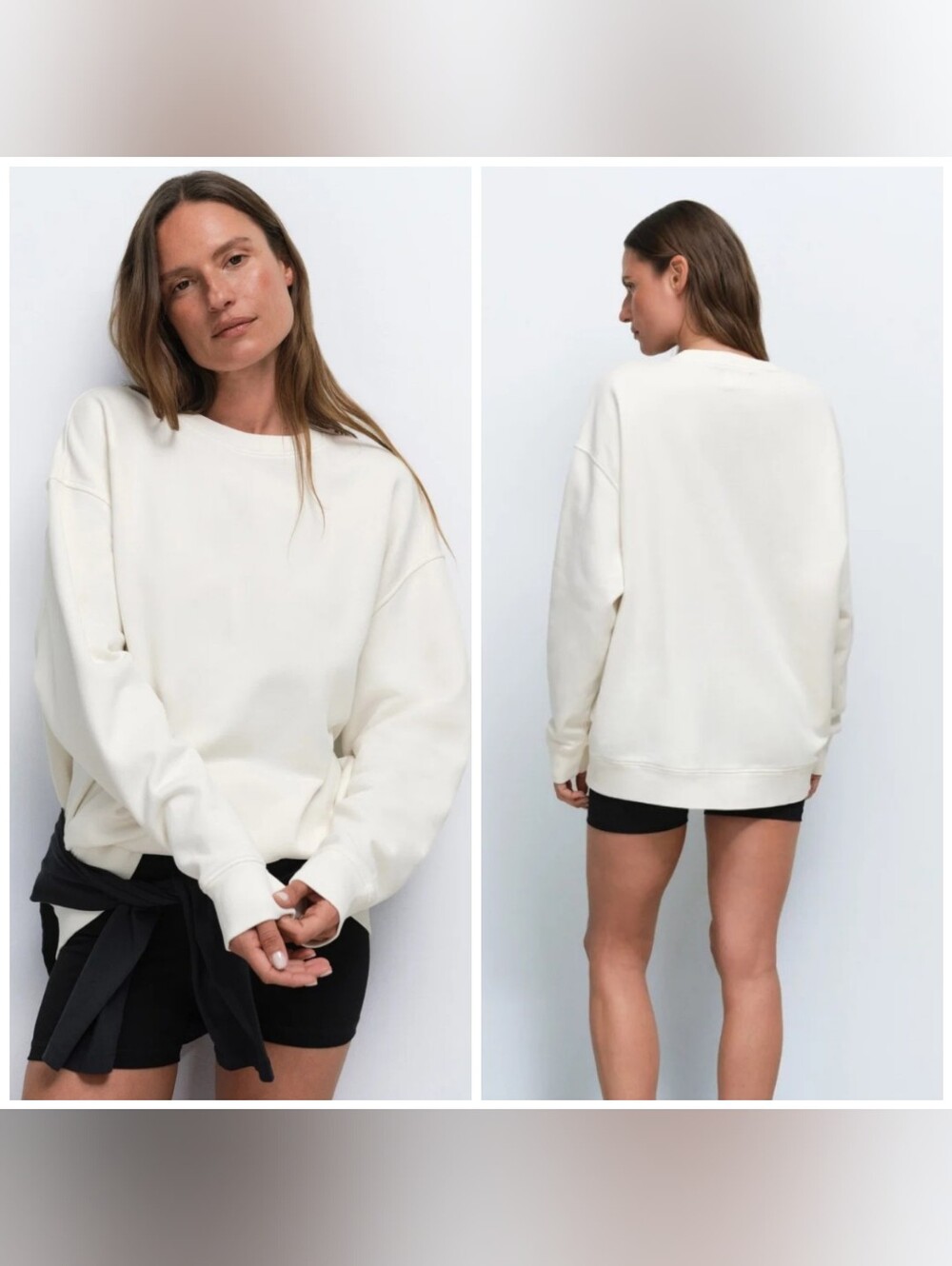 MATE The Label Organic Cotton Oversized Crewneck Sweater Size XS/S White